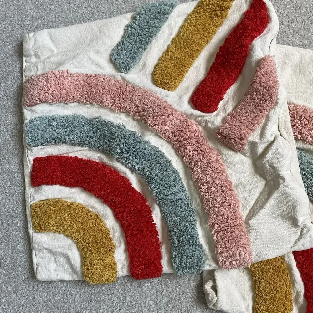 Pillowcase Set Multicolor Rainbow Pattern Set of 2 Size 12